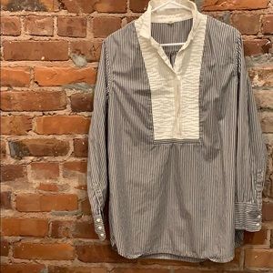 JCrew tunic half button down striped shirt, medium